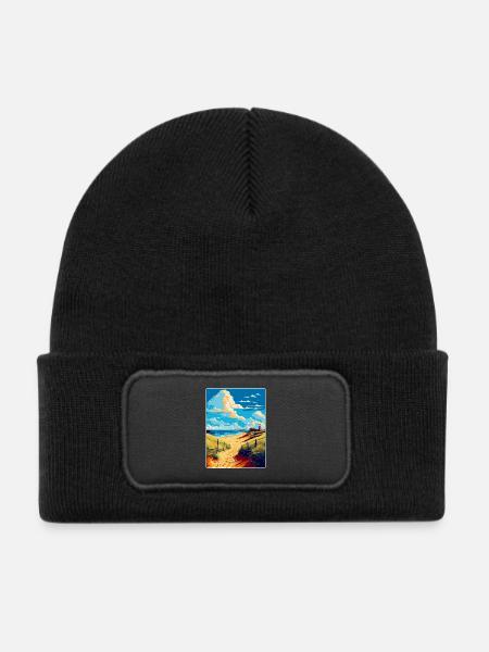 Suffolk Küste Vintage Reise Poster Souvenir WPA - Kinder Recycelter Patch Beanie - Schwarz - Vorne