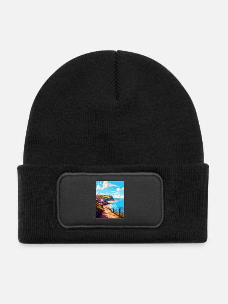 Scarborough England Uk Vintage Reiseposter WPA - Kinder Recycelter Patch Beanie - Schwarz - Vorne