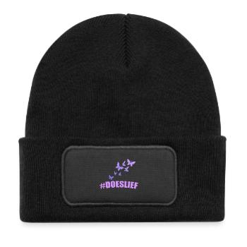 Les papillons doeslief volent dans la lumière pourpre - Bonnet enfant en polyester recyclé avec patch - noir - Devant