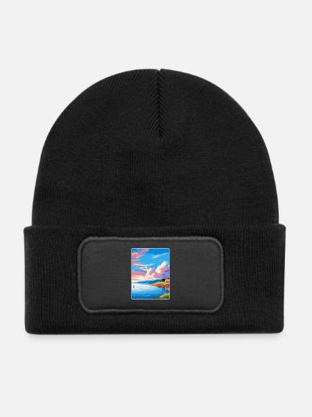 Isle Of Bute Schottland Uk Reise Poster Souvenir - Kinder Recycelter Patch Beanie - Schwarz - Vorne