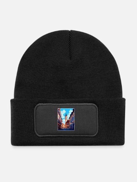 Weimar Deutschland Vintage Reiseplakat Souvenir WPA - Kinder Recycelter Patch Beanie - Schwarz