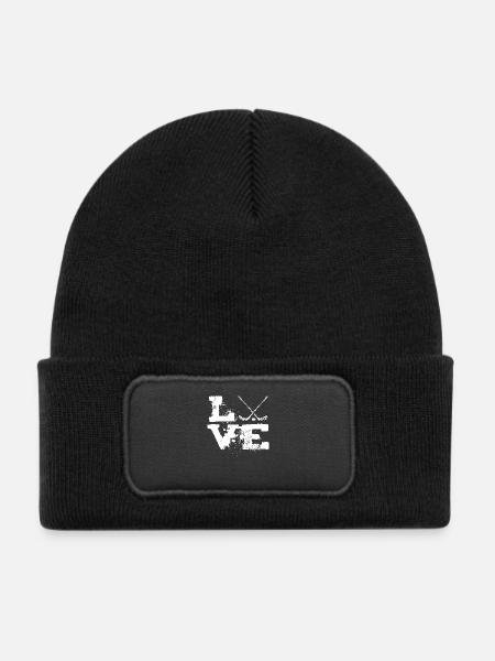 Eishockey - Kinder Recycelter Patch Beanie - Schwarz - Vorne