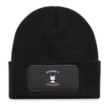 Third child player 3 Pregnant baby penguin - Kids' Recycled Patch Beanie - black - Front
