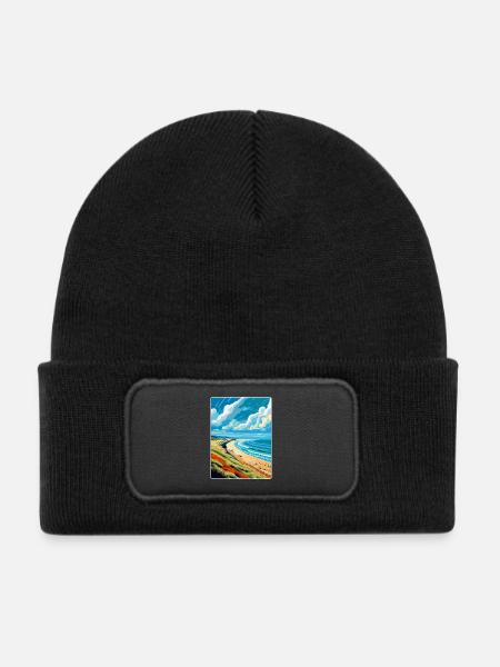 Chesil Beach, England, Vereinigtes Königreich, Reiseposter, Souvenir, WPA - Kinder Recycelter Patch Beanie - Schwarz - Vorne