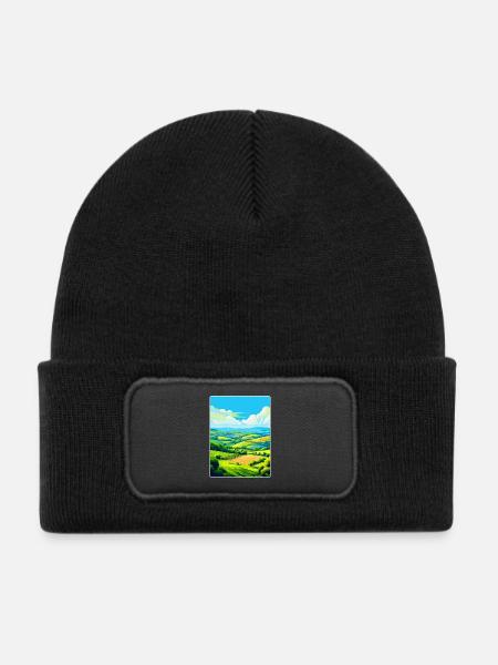 Camel Valley Cornwall England Großbritannien Reiseplakat WPA - Kinder Recycelter Patch Beanie - Schwarz - Vorne