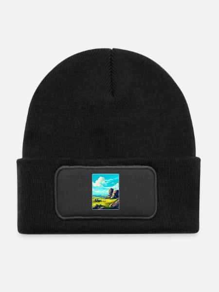 Dartmoor Nationalpark Reiseposter Souvenir WPA - Kinder Recycelter Patch Beanie - Schwarz - Vorne