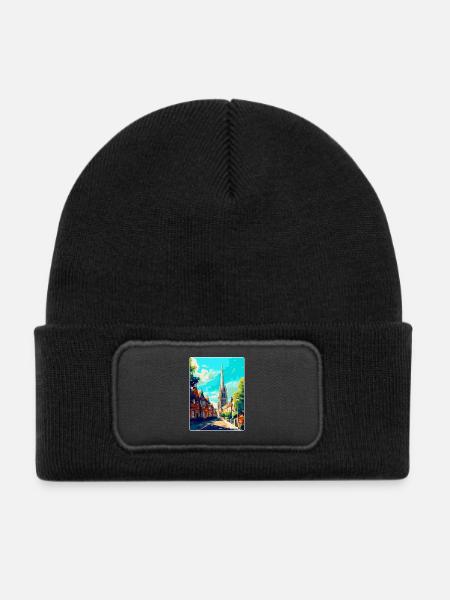 Salisbury England Uk Reiseposter Souvenir WPA - Kinder Recycelter Patch Beanie - Schwarz - Vorne