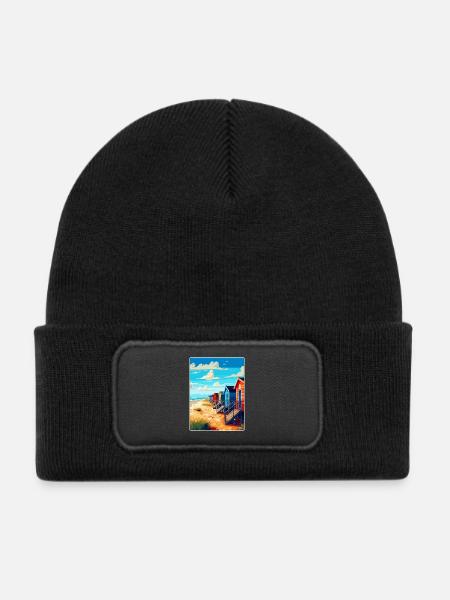 Wells Next To Sea England Uk Reiseposter WPA - Kinder Recycelter Patch Beanie - Schwarz - Vorne