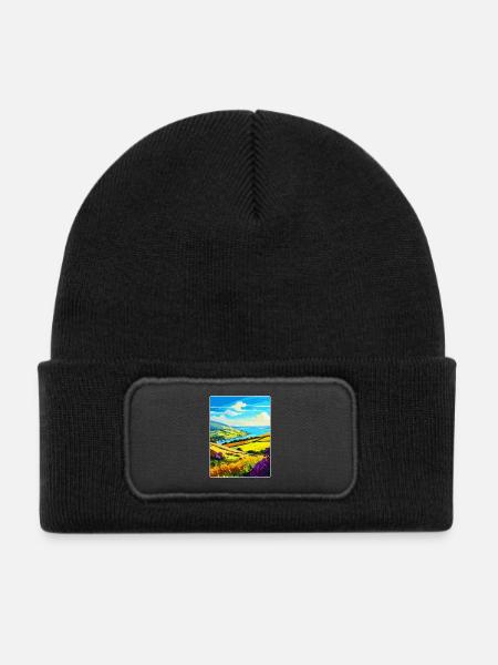 Exmoor Nationalpark Reiseposter Souvenir WPA - Kinder Recycelter Patch Beanie - Schwarz - Vorne