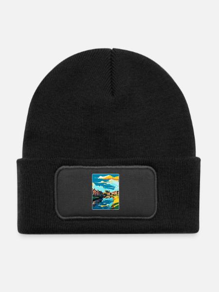 Newark On Trent England Uk Reise Poster Souvenir - Kinder Recycelter Patch Beanie - Schwarz - Vorne