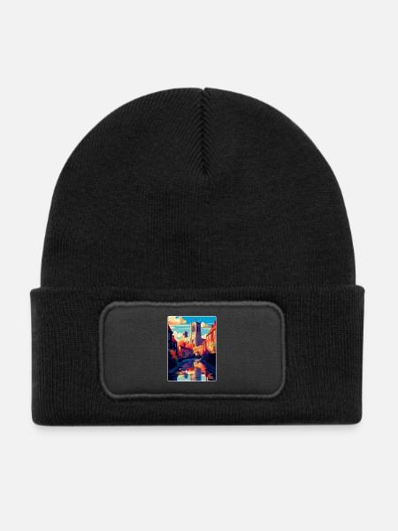 Durham England Uk Vintage Reiseposter Souvenir - Kinder Recycelter Patch Beanie - Schwarz - Vorne