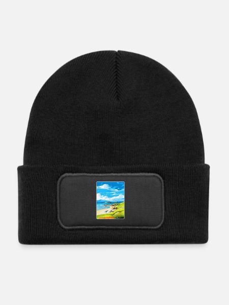 Isle Of Colonsay Schottland Vereinigtes Königreich Reiseposter WPA - Kinder Recycelter Patch Beanie - Schwarz - Vorne