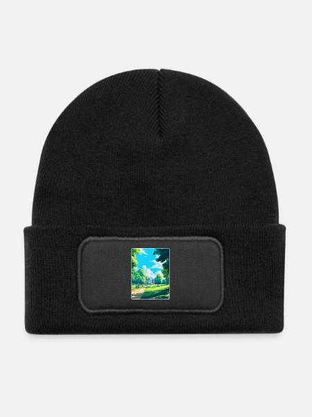 Hyde Park London England Großbritannien Reise Poster Souvenir - Kinder Recycelter Patch Beanie - Schwarz - Vorne