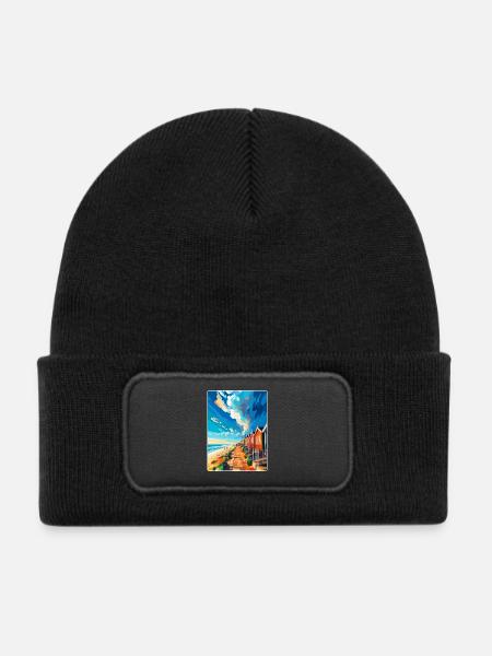 Sheringham England Uk Vintage Reiseposter WPA - Kinder Recycelter Patch Beanie - Schwarz - Vorne