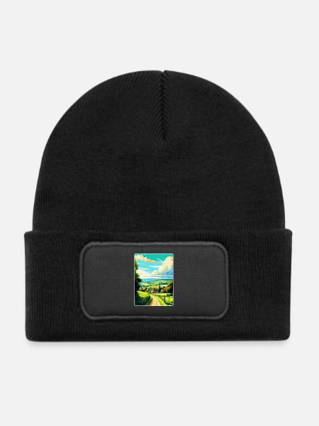 Cotswolds England Uk Vintage Reiseposter WPA Kunst - Kinder Recycelter Patch Beanie - Schwarz - Vorne