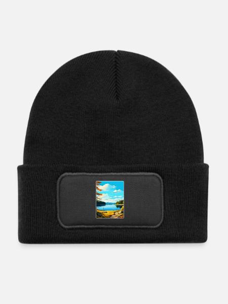 Kielder Water Forest Park England Vereinigtes Königreich Reiseplakat - Kinder Recycelter Patch Beanie - Schwarz - Vorne