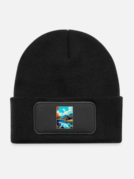Killarney Nationalpark Irland Großbritannien Reiseplakat - Kinder Recycelter Patch Beanie - Schwarz - Vorne