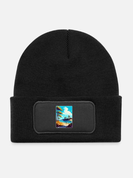 Brijuni Nationalpark Kroatien Reiseplakat WPA - Kinder Recycelter Patch Beanie - Schwarz - Vorne