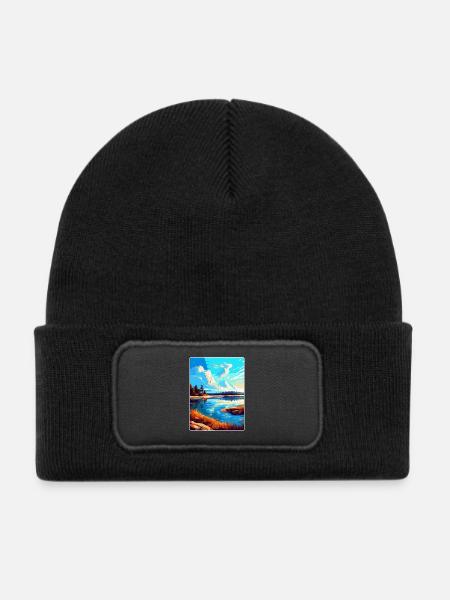 Warta Mund Polen Vintage Reiseplakat Souvenir - Kinder Recycelter Patch Beanie - Schwarz - Vorne