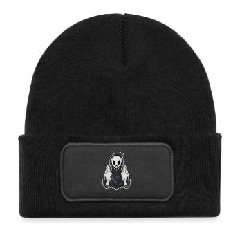 Sensenmann zeigt beide Mittelfinger - Kinder Recycelter Patch Beanie - Schwarz - Vorne