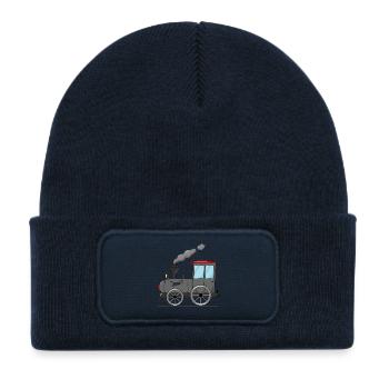 Children's train railway grey - Kids' Recycled Patch Beanie - french navy - Front