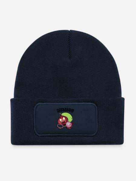 Zwiebelchaos Neon Illustration - Kinder Recycelter Patch Beanie - French Navy - Vorne