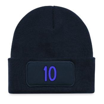 10. 10 YEARS. 10th ANNIVERSARY. 10 YEAR ANNIVERSARY. - Kids' Recycled Patch Beanie - french navy - Front