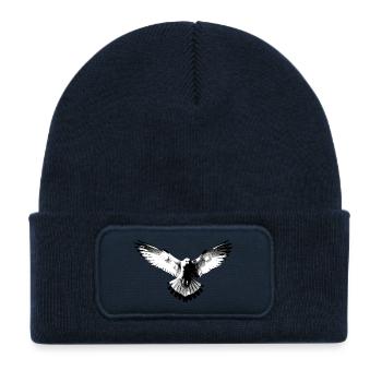 Falcon black and white - Kids' Recycled Patch Beanie - french navy - Front
