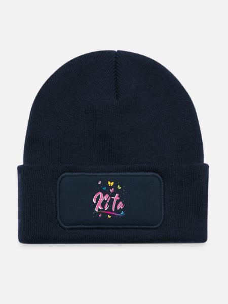 Kindergarten, Kita, Schmetterlinge - Kinder Recycelter Patch Beanie - French Navy - Vorne