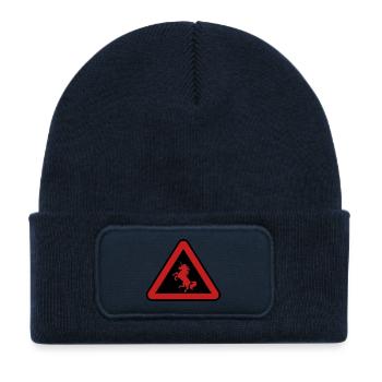 Attention unicorn, danger - Kids' Recycled Patch Beanie - french navy - Front