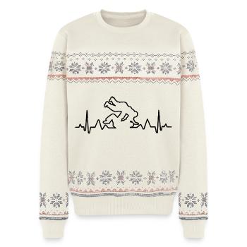 Electro Judo/ Jiu Jitsu - Unisex Premium Organic Weihnachtspullover - Naturweiß - Vorne - AI Model Female 172 light (172cm) & AI Model Male 178 light (178cm)
