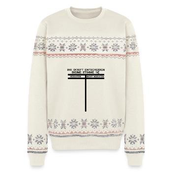 Ihr dürft entscheiden, heiraten oder nicht heirat - Unisex Premium Organic Weihnachtspullover - Naturweiß - Vorne - AI Model Female 172 light (172cm) & AI Model Male 178 light (178cm)