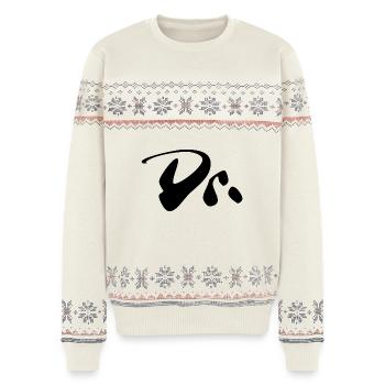 Dr - Unisex Premium Organic Weihnachtspullover - Naturweiß - Vorne - AI Model Female 172 light (172cm) & AI Model Male 178 light (178cm)
