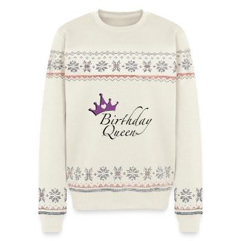 Birthday Queen - Unisex Premium Organic Weihnachtspullover - Naturweiß - Vorne - AI Model Female 172 light (172cm) & AI Model Male 178 light (178cm)