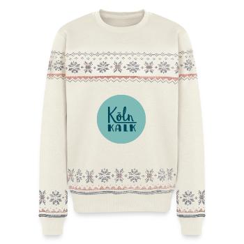 Köln Kalk Veedelshirts & more - Unisex Premium Organic Weihnachtspullover - Naturweiß - Vorne - AI Model Female 172 light (172cm) & AI Model Male 178 light (178cm)