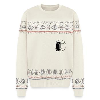 Mensch Leonardo da Vinci invertiert - Unisex Premium Organic Weihnachtspullover - Naturweiß - Vorne - AI Model Female 172 light (172cm) & AI Model Male 178 light (178cm)