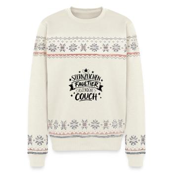 Sternzeichen Faultier - Aszendent Couch - Spruch - Unisex Premium Organic Weihnachtspullover - Naturweiß - Vorne - AI Model Female 172 light (172cm) & AI Model Male 178 light (178cm)