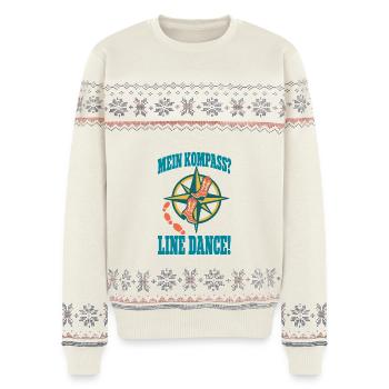 Mein Kompass Line Dance - Unisex Premium Organic Weihnachtspullover - Naturweiß - Vorne - AI Model Female 172 light (172cm) & AI Model Male 178 light (178cm)