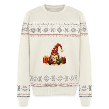 Weihnachtswichtel Zwerge Weihnachten cozy Winter - Unisex Premium Organic Weihnachtspullover - Naturweiß - Vorne - AI Model Female 172 light (172cm) & AI Model Male 178 light (178cm)