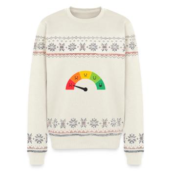 Stimmungsbarometer Tiefpunkt - Unisex Premium Organic Weihnachtspullover - Naturweiß - Vorne - AI Model Female 172 light (172cm) & AI Model Male 178 light (178cm)