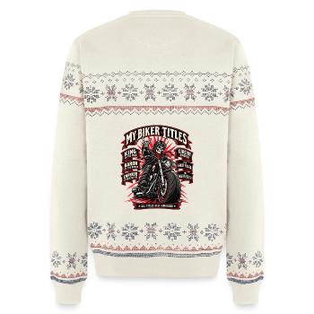 Meine Ehrentitel Biker. Biker-Humor - Unisex Premium Organic Weihnachtspullover - Naturweiß - Hinten - AI Model Male 178 light (178cm)