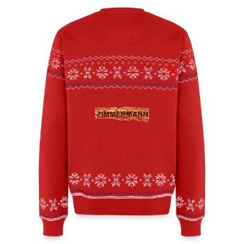 Zimmermann - Unisex Premium Organic Weihnachtspullover - Rot - Hinten - AI Model Male 178 light (178cm)