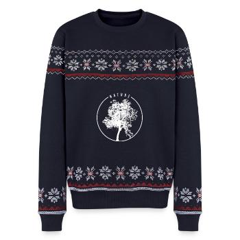 Natur - Unisex Premium Organic Weihnachtspullover - Navy - Vorne - AI Model Female 172 light (172cm) & AI Model Male 178 light (178cm)