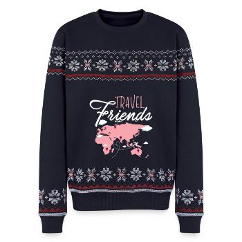 Travel Friends Girl - Frauen Reise Reisen Urlaubsr - Unisex Premium Organic Weihnachtspullover - Navy - Vorne - AI Model Female 172 light (172cm) & AI Model Male 178 light (178cm)