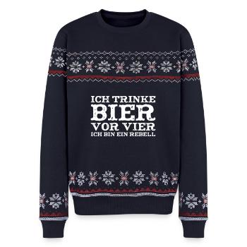 Rebell Spruch - Unisex Premium Organic Weihnachtspullover - Navy - Vorne - AI Model Female 172 light (172cm) & AI Model Male 178 light (178cm)