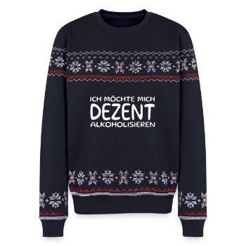 Bier Spruch - Unisex Premium Organic Weihnachtspullover - Navy - Vorne - AI Model Female 172 light (172cm) & AI Model Male 178 light (178cm)