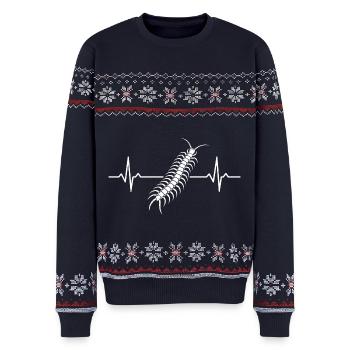Barsch, Barsch Angeln, Barschangler, Angeln, Angle - Unisex Premium Organic Weihnachtspullover - Navy - Vorne - AI Model Female 172 light (172cm) & AI Model Male 178 light (178cm)