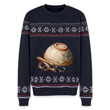 Fußring mit Charakter – Töpfern - Unisex Premium Organic Weihnachtspullover - Navy - Vorne - AI Model Female 172 light (172cm) & AI Model Male 178 light (178cm)