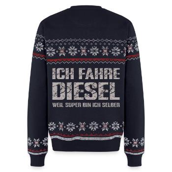 Diesel Fahrer mit Humor und Selbstbewusstsein - Unisex Premium Organic Weihnachtspullover - Navy - Hinten - AI Model Male 178 light (178cm)