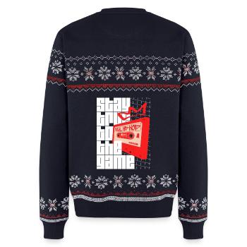 Stay True To The Game - Hip Hop Statement - Unisex Premium Organic Weihnachtspullover - Navy - Hinten - AI Model Male 178 light (178cm)
